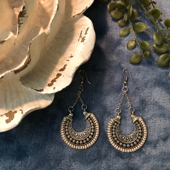 Silver boho drop earrings - Picture 1 of 3